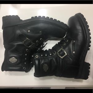Harley Davidson Black Leather Riding Boots 81003